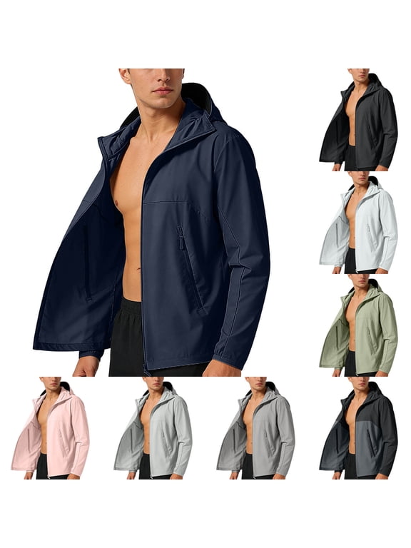 Men Sunscreen Jacket,Breathable Long-Sleeved Solid Color Ice Silk Cardigan Black L
