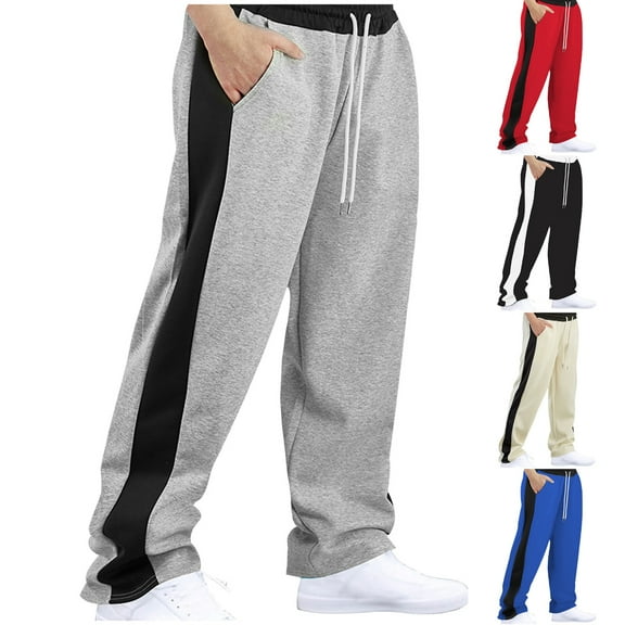 Afuyipoi Men Sweatpants Causal,Solid Elastic Waist Drawstring Causal Lounge Set Gray S/30