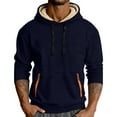 thumbnail image 1 of Afuyipoi Hoodie for Men,Fleece Warm Winter Pullover Sweatshirts Navy 2XL, 1 of 9