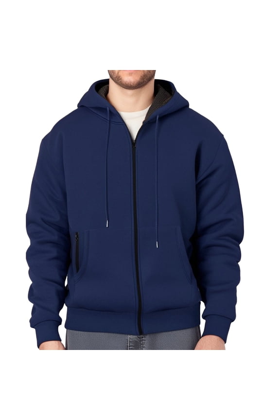Men Terry Zip Hoodie,Lightweight Gym Outdoor Casual Hooded Full Zip Hoodie Navy S