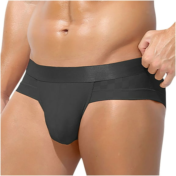 Afuyipoi Men Triangle Underpants,Quick Dry Elastic Waist Lightweight Hipster Briefs Black 2XL