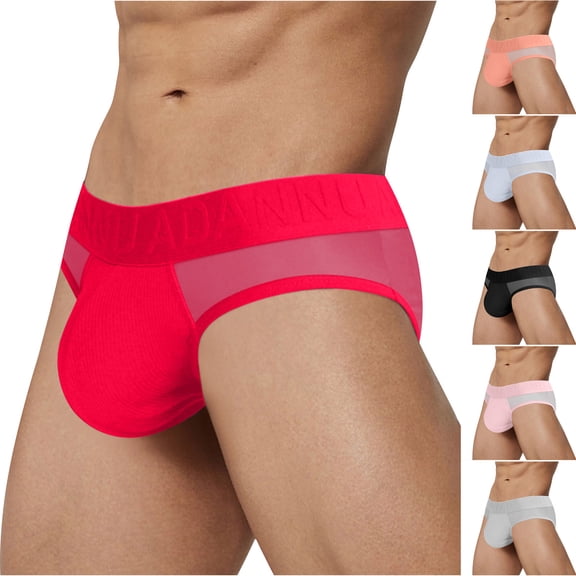 Afuyipoi Men Underpants Casual Sports,Quick Dry Low Waist Lightweight Activewear Briefs Red M