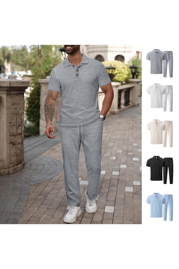 Men Workout Sets, Breathable Quick-Dry Short Sleeve Gym Suit for Men Khaki XL