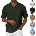 thumbnail image 1 of Afuyipoi Men Zip-Polo Jacquard Shirt,Golf Relaxed Summer Casual Collar Tee Black XL, 1 of 8