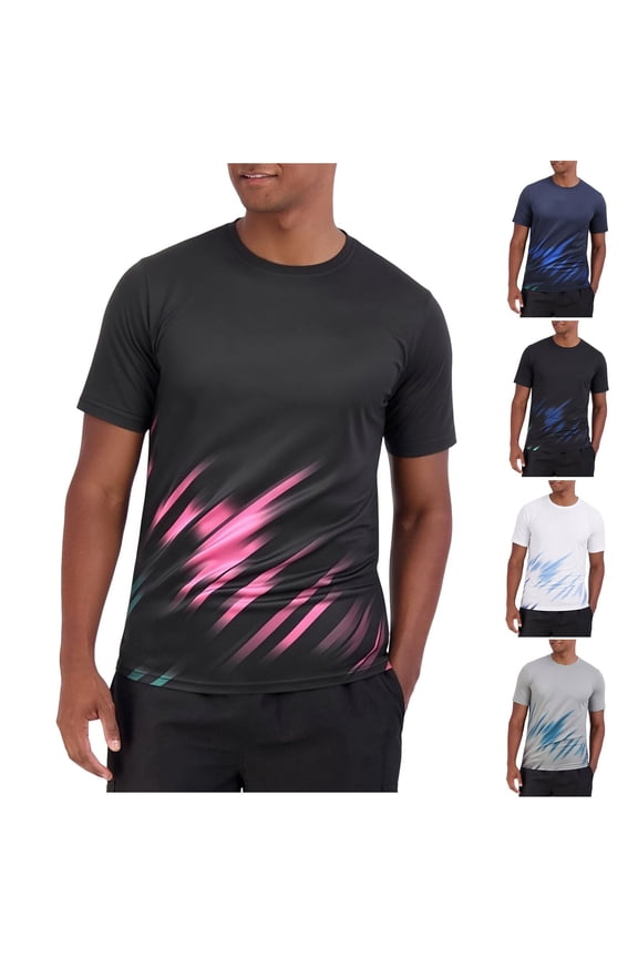 Men's Athletic Running Tee (M-5XL), Short Sleeve Reflective Printed Outdoor Moisture Wicking Performance Top Gray Size L