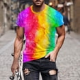 thumbnail image 1 of Afuyipoi Men's Athletic T-Shirt,Rainbow Print Gym Performance Stretch Workout Tees Multicolor XL, 1 of 6