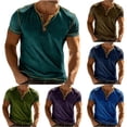 thumbnail image 1 of Afuyipoi Men's Athletic T-Shirts,Color Block Round Neck Slim Fit Gym Shirts Army Green L, 1 of 8