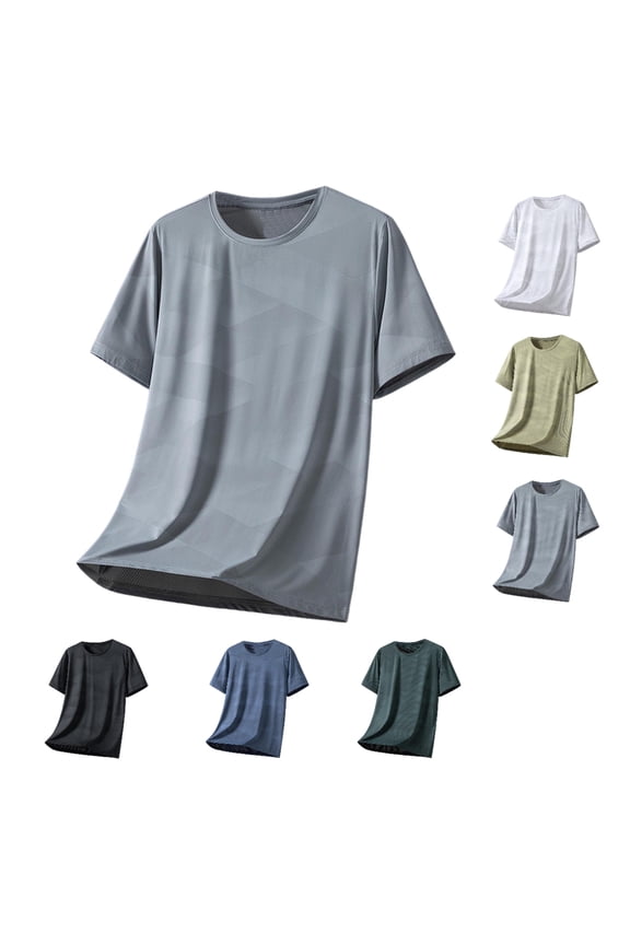 Men's Athletic Training Top (L-5XL),Short Sleeve Round Neck Fashion Comfy Gym Workout Casual Shirt Blue Size 3XL