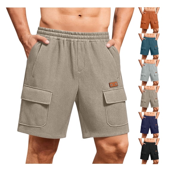 Afuyipoi Men’s Baggy Cargo Shorts, Casual Relaxed Fit Sportswear & Workwear Summer Shorts Khaki Size XL