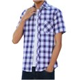 thumbnail image 1 of Afuyipoi Men's Button Down Shirts, Short Sleeve Plaid Shirts Casual Business Blouse Tops Purple, 1 of 5