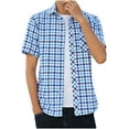 thumbnail image 1 of Afuyipoi Men's Button Down Shirts, Short Sleeve Plaid Shirts Casual Business Blouse Tops Sky Blue, 1 of 9