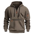 thumbnail image 1 of Afuyipoi Men's Cargo Hoodie,Lightweight Tacktical Sweatshirt Gym Sport Pullover with Multi Pockets Khaki L, 1 of 3