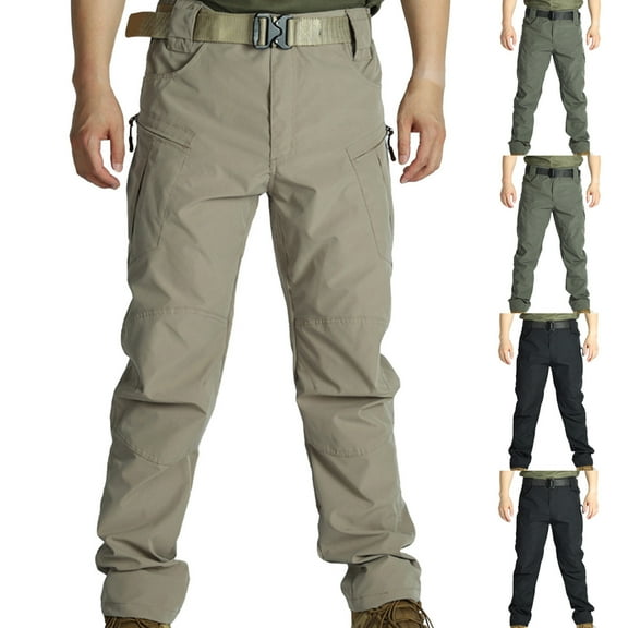 Afuyipoi Men's Cargo Pants With Stretch,Outdoor Relaxed Training Waterproof Windproof Workwear Pants Khaki M/34