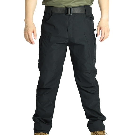 Afuyipoi Men's Cargo Pants With Stretch,Outdoor Training Waterproof Relaxed Windproof Workwear Pants Black L/36
