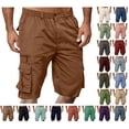 thumbnail image 1 of Afuyipoi Men's Casual Cargo Shorts, Multi-Pocket Stretch Waist Button Zipper Lightweight Work Travel Outdoor Summer Half Pants Coffee Size 3XL, 1 of 6