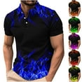 thumbnail image 1 of Afuyipoi Men's Casual Gradient Short Sleeve Lapel Button Up T-shirt,Green 4XL, 1 of 7