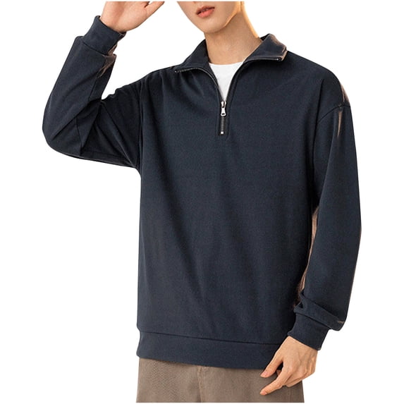 Afuyipoi Men's Casual Hoodie,Half-Zip Collar Long Sleeve Solid Sports Hoodie Gray 2XL