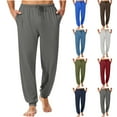thumbnail image 1 of Afuyipoi Men's Casual Pajama Pants, Lightweight Joggers Elastic Waist with Drawstring Soft and Comfy Sleepwear Pants with Pockets Army Green S, 1 of 10