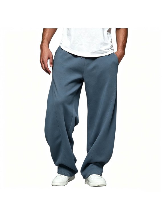 Men’s Casual Sweatpants Loose Fit Drawstring Waist with Pockets Soft Comfortable Sport Joggers Light Blue Size XL