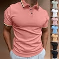 thumbnail image 1 of Afuyipoi Men's Casual T - shirts,Solid - color Short Sleeve Turndown Collar Causal Tees Navy XL, 1 of 9