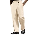 thumbnail image 1 of Afuyipoi Men's Commuter Pants,Loose Patchwork Breathable Button Zipper Straight Wide Leg Pants Beige L/36, 1 of 6