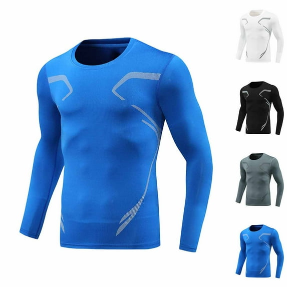 Afuyipoi Men's Compression Shirts Long Sleeve Athletic Workout Base Layer, Quick Dry Basketball Football Tops Undershirts White Size L
