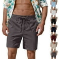 thumbnail image 1 of Afuyipoi Men's Cotton-Linen Elastic Waist Shorts, Breathable Casual & Beach Shorts with Pockets Gray M, 1 of 9