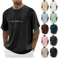 thumbnail image 1 of Afuyipoi Men's Drop-Shoulder Letter Print T-Shirt,Short Sleeve Round Neck Relaxed Fit Athletic Wear White 2XL, 1 of 7