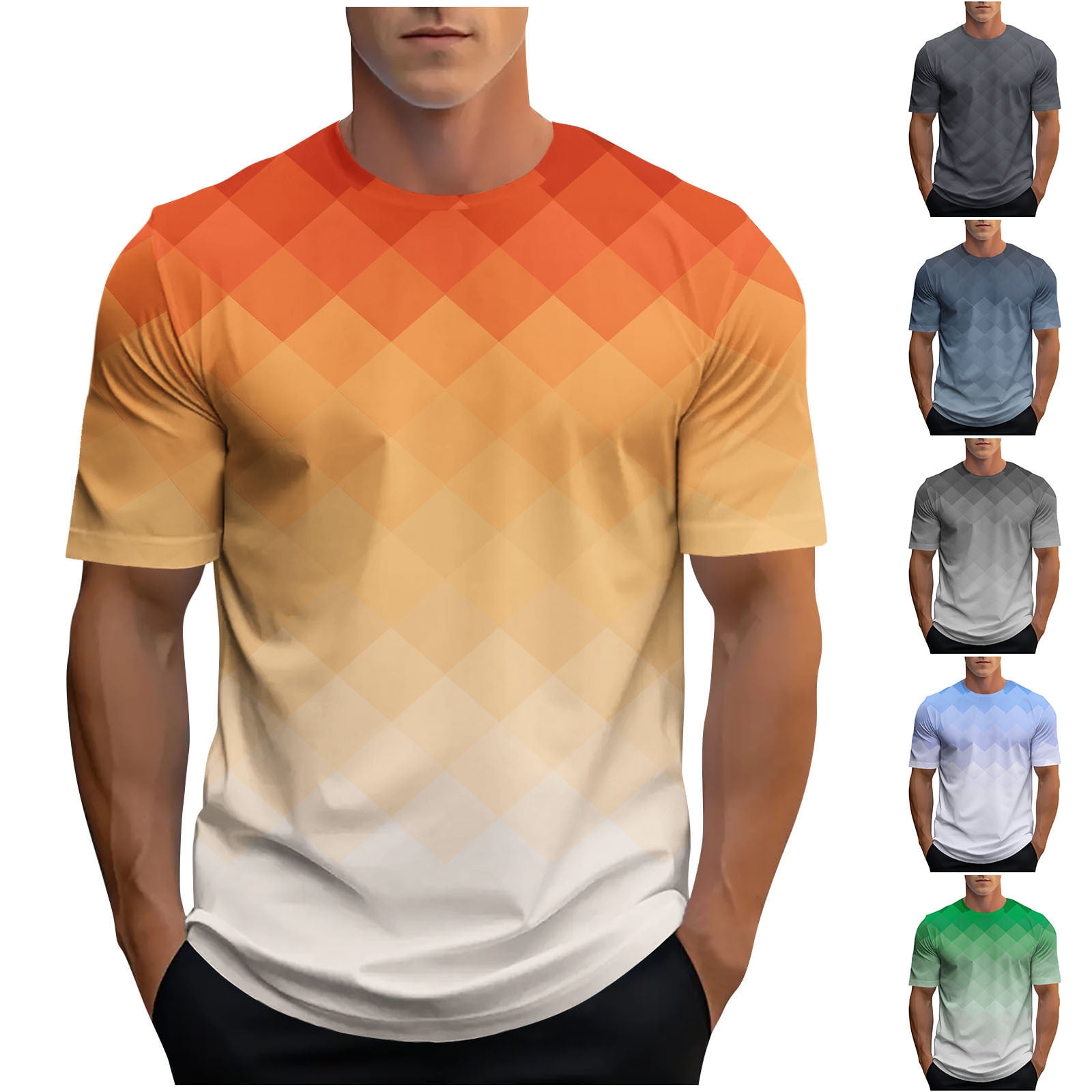 Afuyipoi Men's Fade Print Performance Tee,Graduated Color Athletic ...