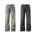 thumbnail image 1 of Afuyipoi Men's Flare Denim Jeans Vintage Wash, Casual Long Pants with Pockets Black Size 3XL, 1 of 10