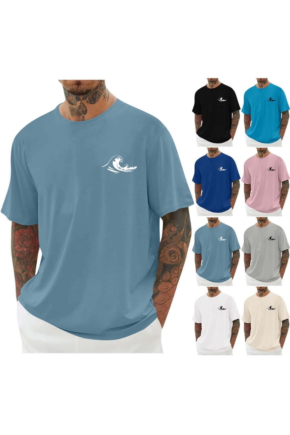 Men's Graphic Print Gym T-Shirt (M-4XL), Short Sleeve Casual Round Neck Performance Training Top White Size L