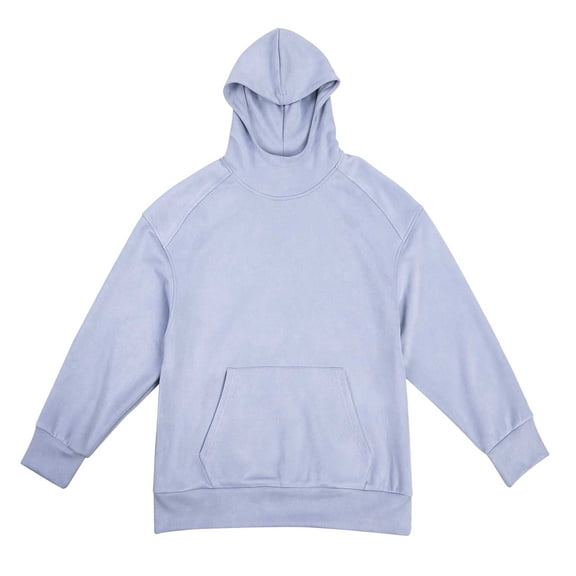 Afuyipoi Men's Hooded Sweatshirt,Button Pocket Long - Sleeve Solid Lightweight Sweatshirt Light Blue 2XL