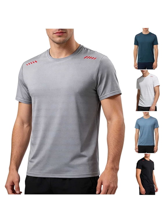 Men's Ice Silk Athletic Tee (M-5XL),Cooling Short Sleeve Loose Fit Quick Dry Performance Training Top Gray Size 2XL