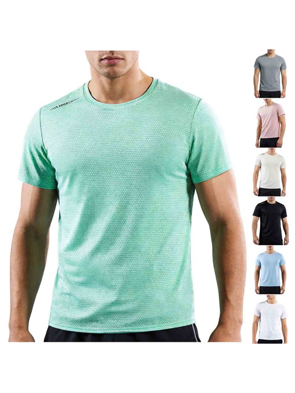Men's Ice Silk AthleticT-Shirt (M-5XL), Cooling Short Sleeve Breathable Quick Dry Performance Training Top White Size L