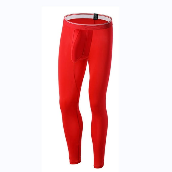 Afuyipoi Men's Ice Silk Leggings, Breathable Mid Waist Plus Size Yoga Pants Red 3XL