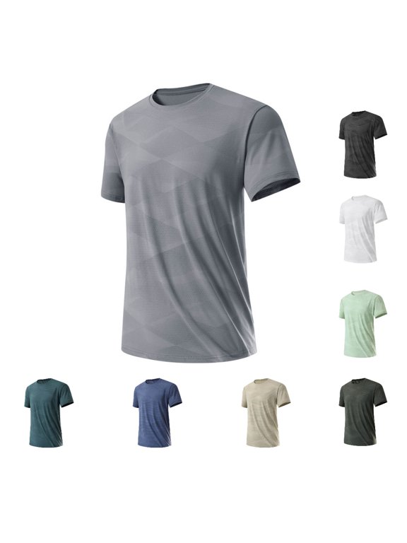 Men's Ice Silk Quick Dry Performance Top (L-5XL), Short Sleeve Solid Color Casual Fitness Training Shirt Army Green Size XL