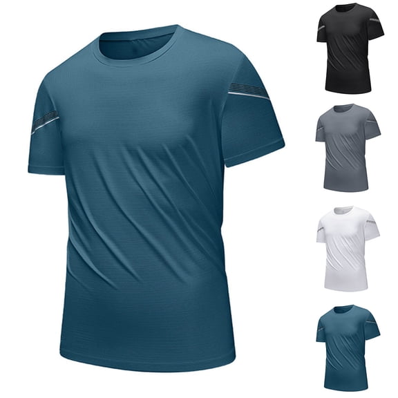 Afuyipoi Men's Ice Silk Summer Performance Tee (M-5XL), Short Sleeve Solid Color Casual Fitness Running Training Top Army Green Size 5XL