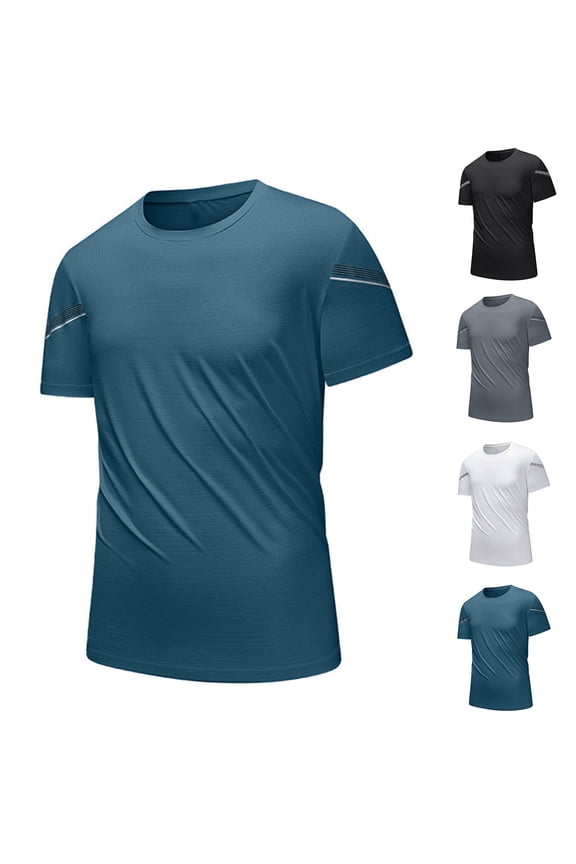 Men's Ice Silk Summer Performance Tee (M-5XL), Short Sleeve Solid Color Casual Fitness Running Training Top White Size M