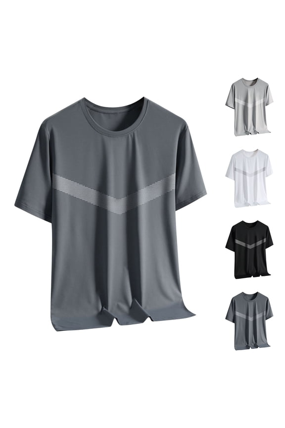 Men's Ice Silk Sun Protection Performance Tee (M-5XL), Short Sleeve Lightweight Breathable Outdoor Training Top Black Size M