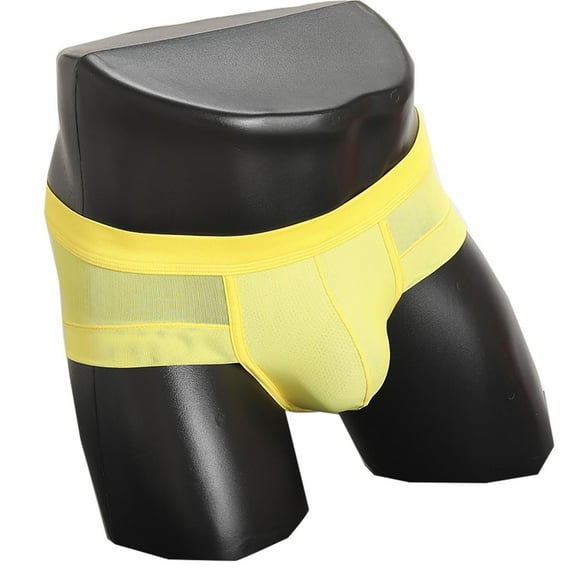 Afuyipoi Men's Ice Silk Underwear,Breathable Active Mid Rise Comfortable Briefs Yellow 4XL
