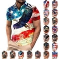thumbnail image 1 of Afuyipoi Men’s Independence Day Printed Short Sleeve Polo Shirt, Turn-Down Collar Relaxed Fit Pullover Tops Purple Size L, 1 of 6