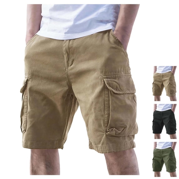 Afuyipoi Men's Lightweight Cargo Shorts Elastic Waist Utility Shorts with Pockets, Quick Dry Tactical Summer Shorts for Hiking and Daily Wear Black Size 2XL