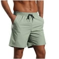 thumbnail image 1 of Afuyipoi Men's Mesh Lined Workout Shorts, Quick Dry Elastic Waist 4-Inch Outdoor Shorts with Pockets Green L, 1 of 6