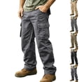 thumbnail image 1 of Afuyipoi Men's Outdoor Cargo Pants with Multi-pockets, Elastic Waist Casual Stright Leg Long Pants Workwear Army Green L, 1 of 4