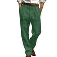 thumbnail image 1 of Afuyipoi Men's Pleated Twill Pants,Straight Leg Double Pleat Waist-Relaxer Casual Loose Pants Army Green XL/40, 1 of 6