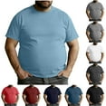 thumbnail image 1 of Afuyipoi Men's Plus-Size Tee, Casual Loose Short-Sleeve Crew-Neck Daily T-Shirt Light Blue Size XL, 1 of 8