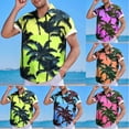 thumbnail image 1 of Afuyipoi Men's Printed Button-Up Shirt,Short Sleeve Classic Loose Relaxed Fit Shirts Green L, 1 of 5
