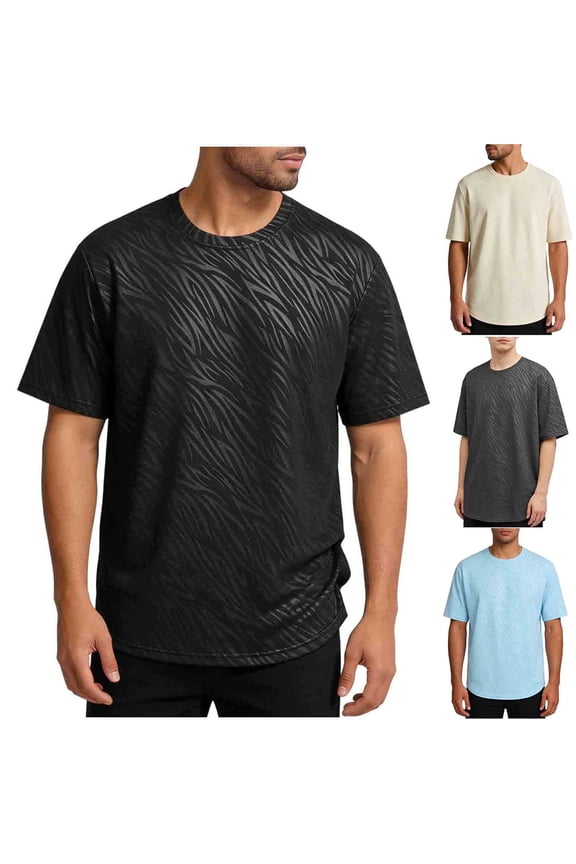 Men's Printed Ice Silk Tee (M-5XL), Cooling Short Sleeve Breathable Quick Dry Performance Training Top Dark Gray Size M
