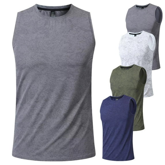 Afuyipoi Men’s Quick-Dry Tank Top, Round-Neck Training Tops Sleeveless Athletic Shirt Dark Gray Size L