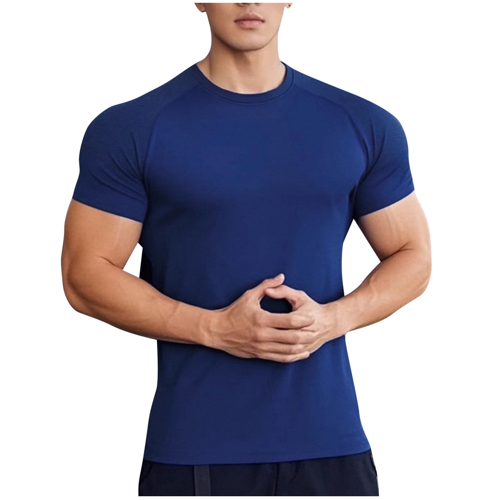 Afuyipoi Men's Quick Dry Workout Gym Short Sleeve T Shirt, Moisture ...